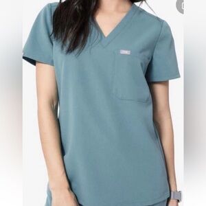 Figs Teal V-Neck Scrub Top